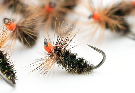 DRAGONtail Tenkara - Peacock Hot Head FUTSU Kebari Flies, 12-Pack