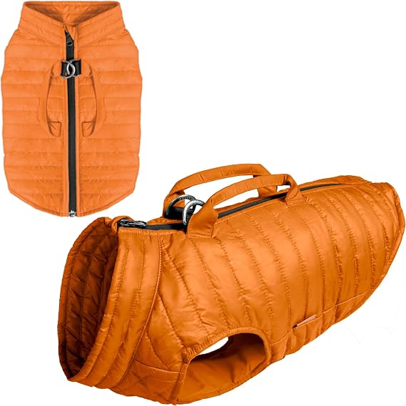 Gooby Puffer Vest Dog Jacket, Orange, Medium