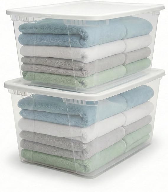 Homz Snaplock Clear Storage Bin with Lid, X Large-56 Quart, White, 2 Count
