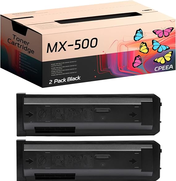 Compatible for Sharp MX-500 Toner Cartridge Work for Sharp MX-M283N MX-M363N MX-M363U MX-M453N Printers, with Chip, High Yield 40000 Pages, Clear Printing (2-Pack Black)