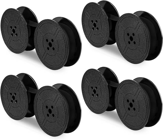4 Pack Typewriter Ribbon Universal Twin Spool Ribbon Twin Spool Replacement Pack for Most Typewriter