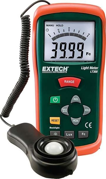 Extech LT300 Light Meter, Remote Sensor, Peak and Relative Modes