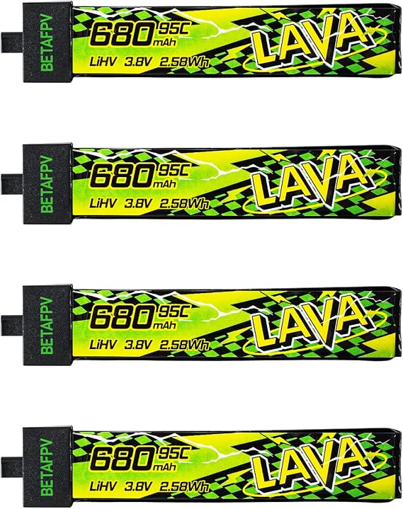 BETAFPV 4pcs Lava II 1S 680mAh LiHV Battery 3.8V 95C with BT2.0 Connector