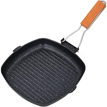 Maifaner Steingrillpfanne Nicht -Stick -Grillpfanne mit Anti -Spott -Holzgriff Faltbare Runde Bratpfanne für Gasherd & Induktionskocher 173 X 104 Zoll