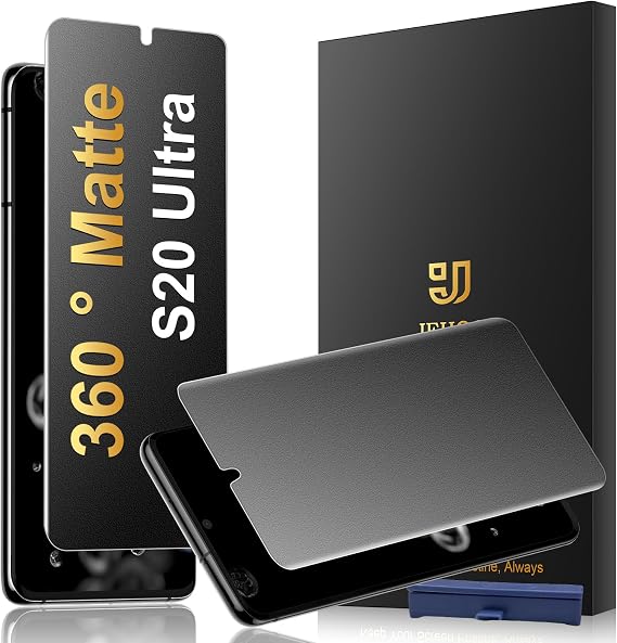 [2 Pack] 4 Way 360 Matte TPU Privacy Screen Protector for Samsung Galaxy S20 Ultra (Not Glass), Fingerprint Sensor Compatible, Anti-Glare Full Adhesive Flexible Film