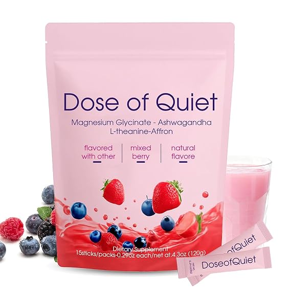 Dose Of Quiet Drink, Relaxation Calming Mix Drink with Ashwagandha, L-Theanine, Affron & Magnesium Glycinate, Supports Stress Relief & Sleep (1)