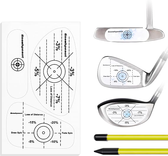 High-Resolution 34pcs Strike Stickers for Putter Wood & Iron Clubs 3 in 1with 2 Pack 40'' Golf Alignment Sticks, Porfessional Alignment Sticks for Swing Trainer Practice