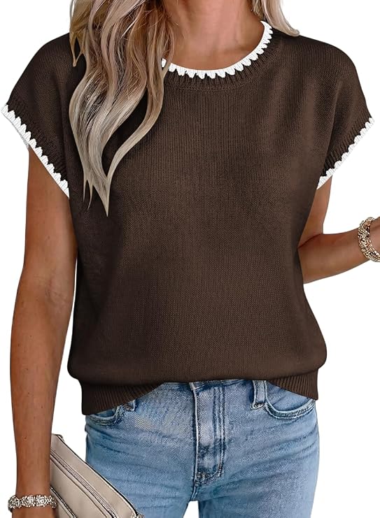Acelitt Womens Summer Short Sleeve Sweater Knit Tops