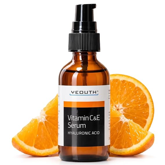 YEOUTH Vitamin C Serum for Face with Hyaluronic Acid and Vitamin E, 1oz
