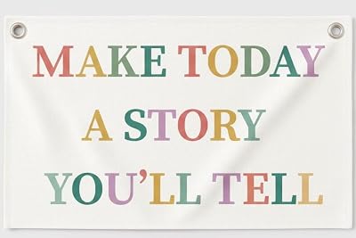 Canvas Wall Hanging Banner Flag Decor, 30 x 20 Inches Inspirational Quote Wall Art, Boho Style Fabric Sign with Metal Grommets for Student Room, Study Area, Home Office & Classroom