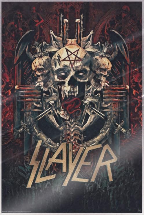 Slayer - Music Poster (Skullgram - Skull & Pentagram) (Size: 24" x 36") (Laminated Poster)