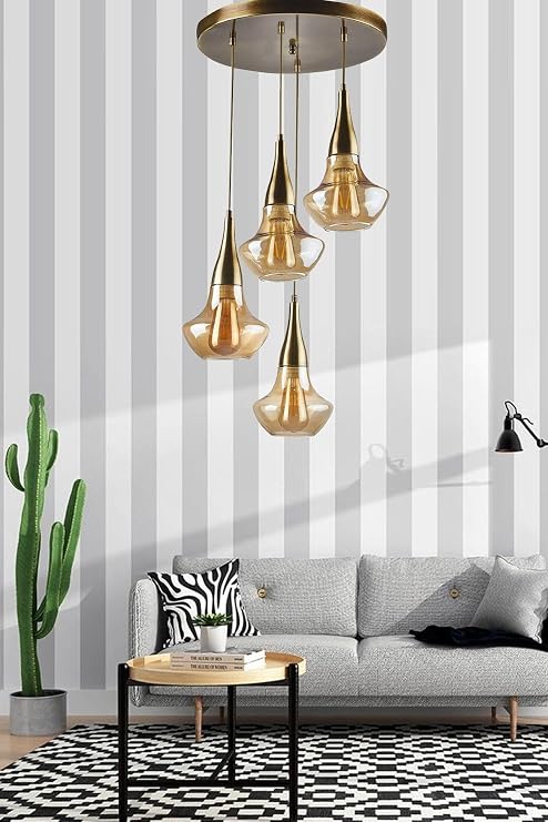 Fer Avize Fora Modern Retro Eskitme Renk Bal Camlı Salon - Mutfak - Yatak Odası 4 Lü Avize