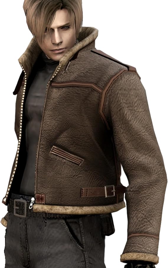 Mens Leon Kennedy Shearling B3 Bomber Tan Brown strip Real Shearling Flight Gaming Jacket