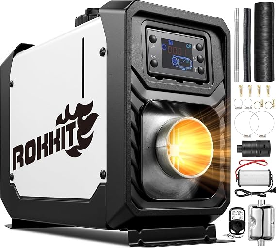 8KW Diesel Heater, 110V/12V All-in-One Diesel Air Heater, Portable Diesel Heater with LCD Monitor & Remote Control, Fast Heating Low Noise Diesel Parking Heater for Tent, Car, RV, Camper