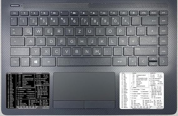 AutoCAD Reference Keyboard Hotkeys Labels for Windows Black, White Background