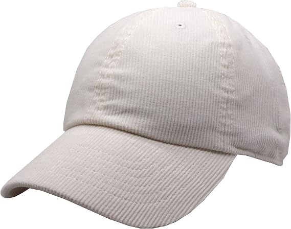 Newhattan Solid Corduroy 100% Cotton Vintage Unisex Baseball Adjustable Polo Trucker Cap Hat (Off White)