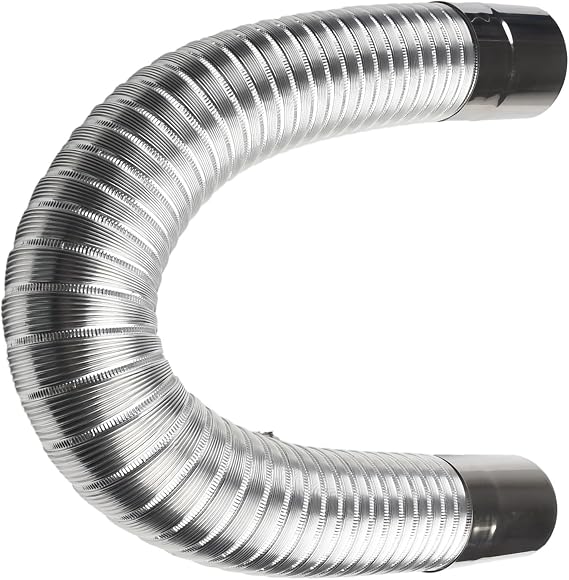 Stainless Steel Telescopic Elbow Chimney Liner Bend for Wood Stoves Flexible 0.65–1.5m Stretching Range Multi-Flue Stove Pipe Compatible with for Camp Stoves Insulated Tent Stove Jacks