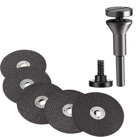 3-Inch Cutting Wheel & 1/4-Inch Mandrel Kit for Die Grinder, Metal Cutting Discs with Rotary Tool Drill Attachment, Die Grinder Accessories for Metalworking (Black,5Pcs)