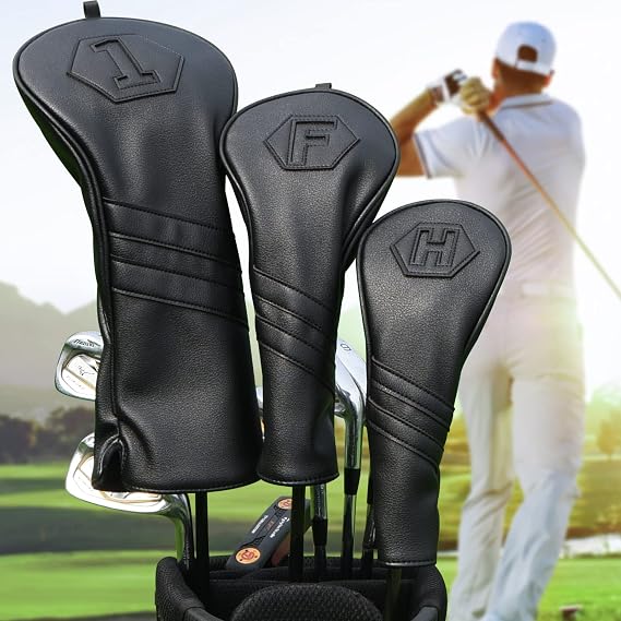 Golf Club Head Covers for Woods and Drivers, Premium Golf Headcovers Set | Fit Most Clubs Simple Striped 1PC or 3PCS, Customizable