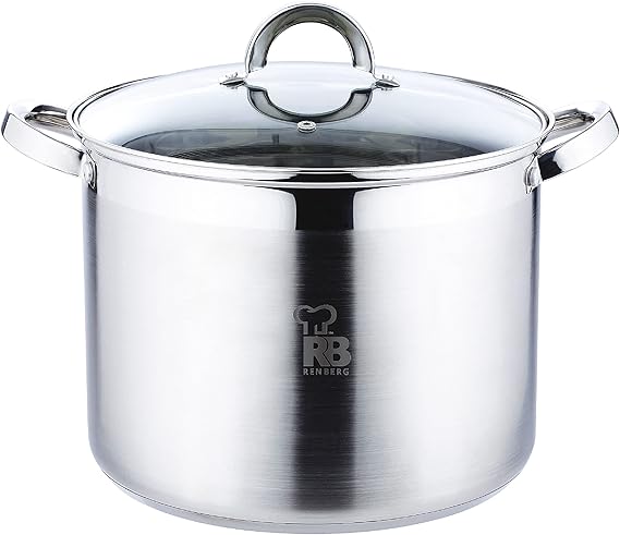 Renberg Alexander - Pot Stainless Steel Glass lid 26x19 cm 9.5l Suitable for Induction