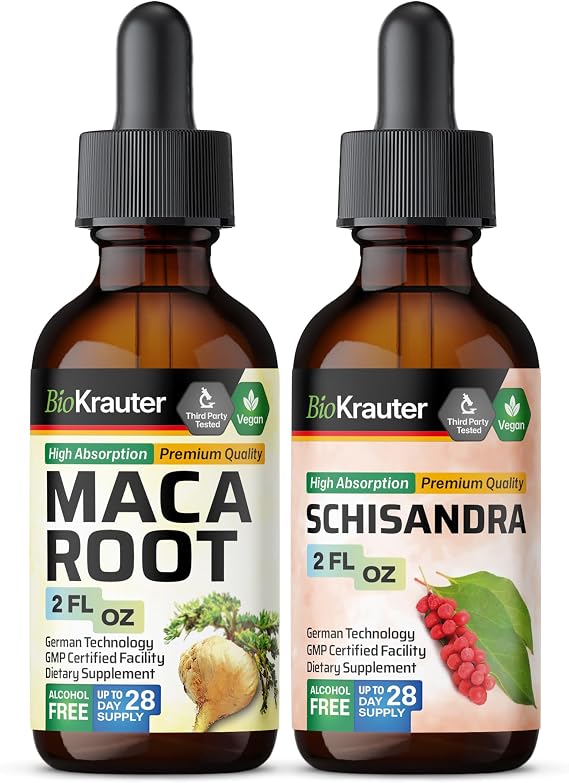 BIO KRAUTER Maca Root Tincture 2 Fl. Oz. & Schisandra Tincture 2 Fl. Oz.