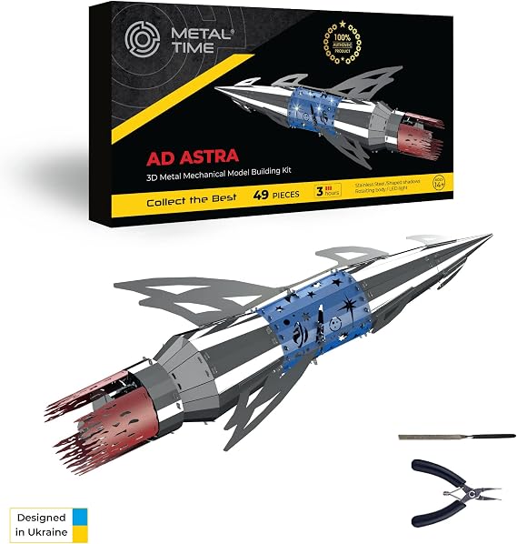 METAL-TIME, Deep Space Rocket Model, Cosmos Rocket Metal Model Kit, 3D Metal Model Kits to Build for Adults, Model Space Station AD Astra