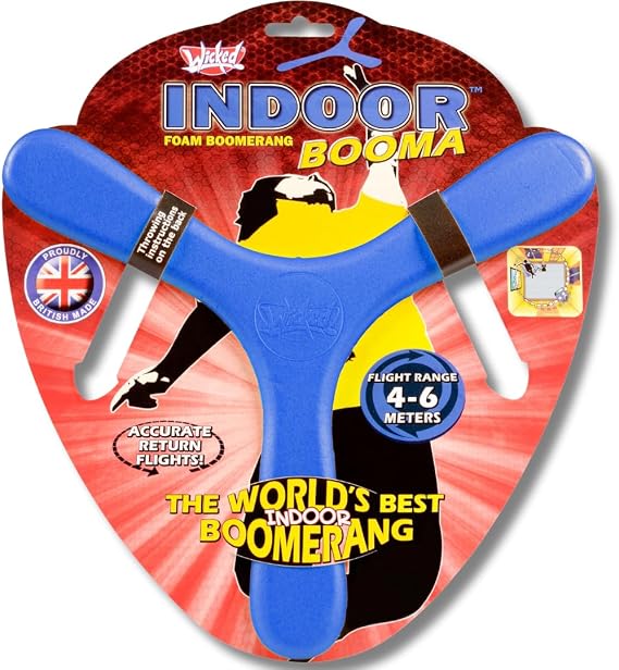 Wicked Indoor Booma - Blue. The World's Best Indoor Boomerang. Special Memorang Safe Foam Boomerang for Kids & Adults to Play Safe At Home/Backyards.