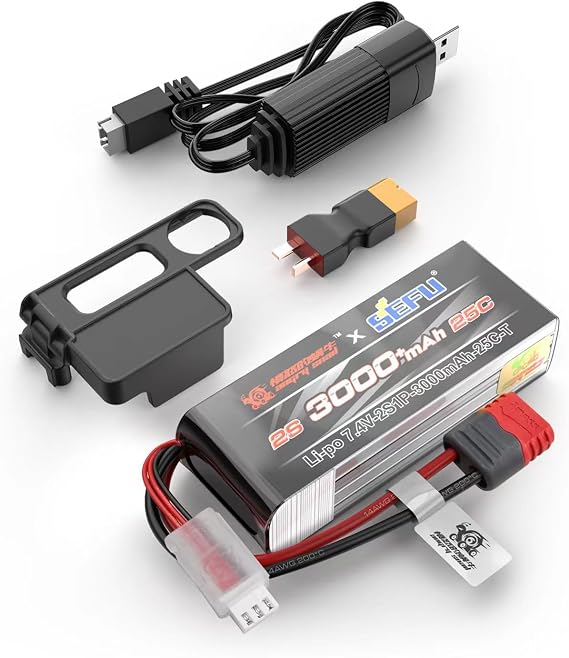 HYPER GO Angry Snail 2S3000 RC Car Upgrade Accessories 2S 7.4V 3000 mAh 25C LiPo Battery, Spare Parts RC Battery All 1/12 1/14 1/16 Scale