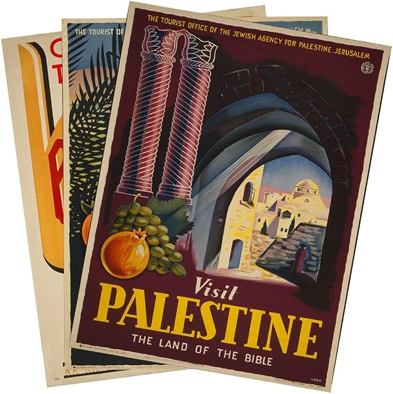 Set of Three (3) Palestine Jerusalem Travel Advertisements circa 1947 | (1) The Land of the Bible (2) Come to Palestine (3) See Ancient Beauty Revived | Art Print Poster Vintage Ad Wall Decor (18 x 24 inches)