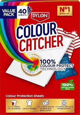 Colour Catcher Colour Protection Sheets 1 pack x 40 sheets, Colour Catcher Sheets for Mixed Colour Washes to Avoid Colour Run Accidents, Made of 100% Naturally-Derived and Biodegradable Fibres