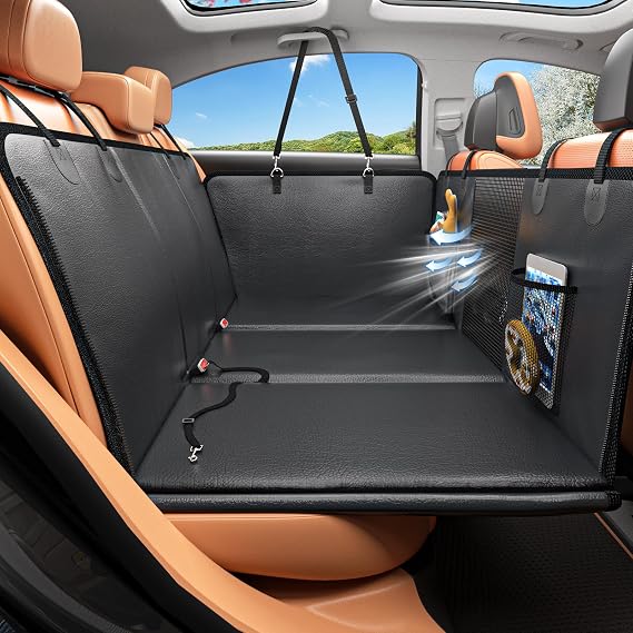 HOB4U Back Seat Extender for Dogs, Hard Bottom Dog Car Seat Cover