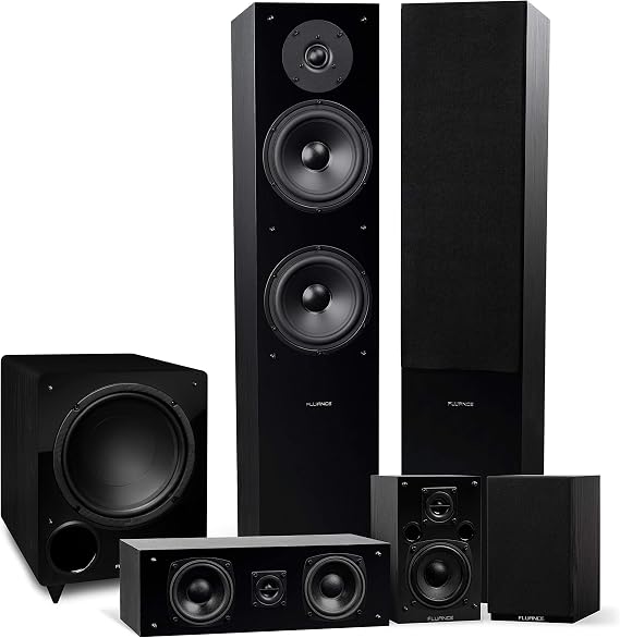 Fluance Elite High Definition Surround Sound Home Theater 5.1 Speaker System Including 3-Way Floorstanding Towers, Center Channel, Rear Surround Speakers and a DB10 Subwoofer - Black Ash (SX51BR)