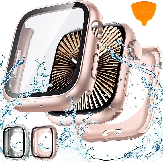 Goton 2-Pack for Apple Watch Series 11/10 Screen Protector Case 46mm, Waterproof PC Bumper with Tempered Glass for iWatch 46 mm, 360 Full Cover, Shockproof Scratch-Resistant, Easy Install
