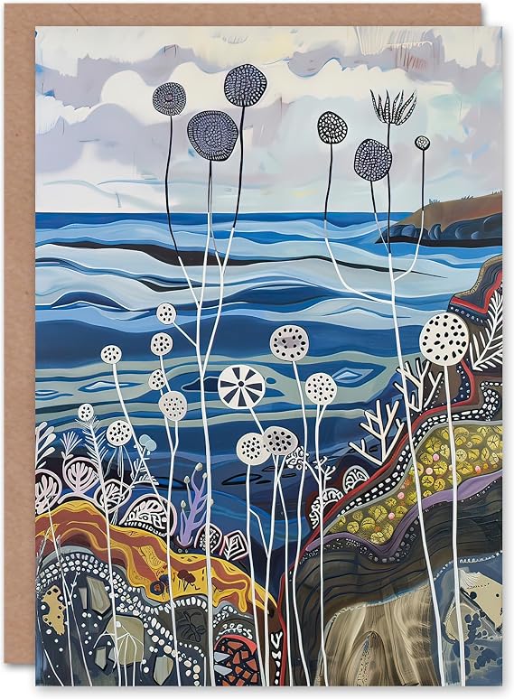 Artery8 Greeting Card Abstract Scottish Coastal Artwork Coral Sealife Blank For Him Or Her Art Birthday Card