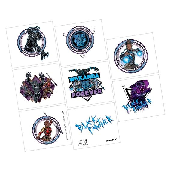 Black Panther Wakanda Forever Tattoos - 2"x 1.75" (Pack of 8) - Vibrant Multicolor Temporary Body Art for Fans - Perfect for Parties, Fans & Gifts