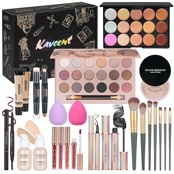 KAVCENT Makeup Kit Makeup Sets for Teens Makeup kits for Women Teenagers Make up Eyeshadow Palette Foundation Concealer Lipgloss Loose Powder Makeup Kit for Women Full Kit