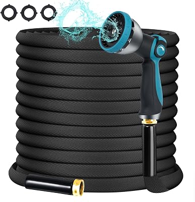Garden Hose 25FT, Non-Expanding Hose Sturdy & Lightweight Water Hose, No-Kink, Tough & Flexible Hose, Crush-Proof for Yard, Lawn, Outdoor, Car Wash, Marine and Camper