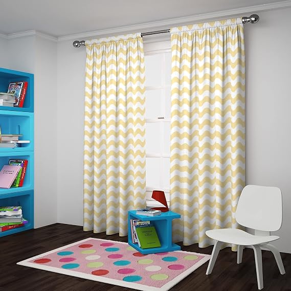 ECLIPSE Kids Room Darkening Curtains for Bedroom - My Scene 42" x 84" Thermal Insulated Single Panel Rod Pocket Light Blocking Privacy Curtains for Nursery, Yellow