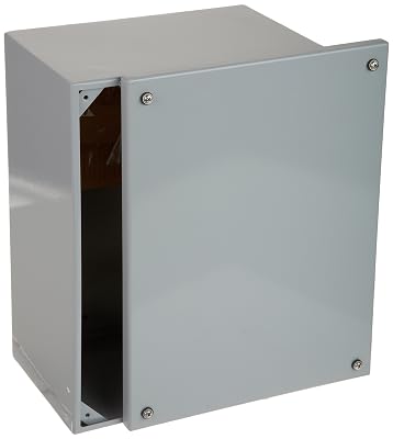 BUD Industries SNC-3756 Steel NEMA 4 Sheet Metal Box with Lift-Off Screw Cover 15.75 L x 11.81 W x 7.87 H, Gray