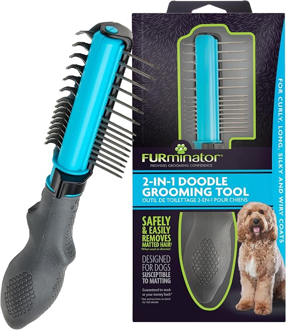 FURminator 2-in-1 Doodle Grooming Tool for Dogs Susceptible to Matting