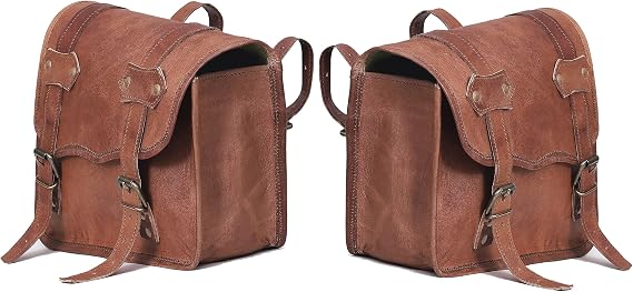 Cuero Leather Motorcycle Saddlebags - Both Side Bags for Motorcycle Travel (Set of 2)