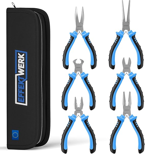 6 Pcs Mini Pliers Set Linesman Pliers Long Nose Needle Pliers Curved Wire Cutter and Side Cutters Tool Kit for Electronic Repairs
