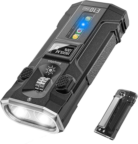 RovyVon E10 Pro Flat EDC Flashlight, 1600lm White Light&Green Beam Combo