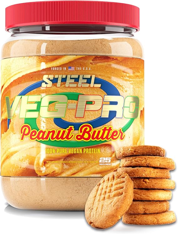 Steel Supplements Veg-PRO Vegan Protein Powder, Peanut Butter, 1.65lbs