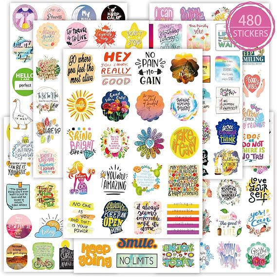 480 Pieces Inspirational Quote Stickers for Daily Planner