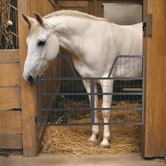 48" L 32" H Horse Stall Guard, Horse Stall Gates with Two-Way Door, Heavy Duty Stall Guards for Horses, Horse Stall Accessories for Stable and Racecourse