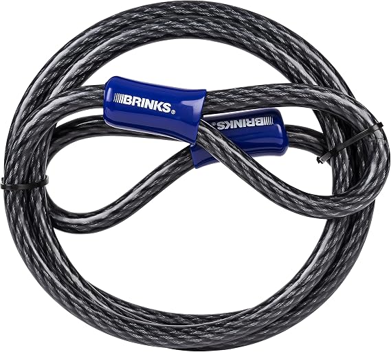 Brinks Braided Steel Loop Cable Lock, 7 ft x 5, Black