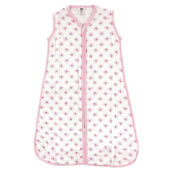 Hudson Baby Unisex Baby Muslin Cotton Sleeveless Wearable Sleeping Bag, Sack, Blanket, Flower, 6-12 Months