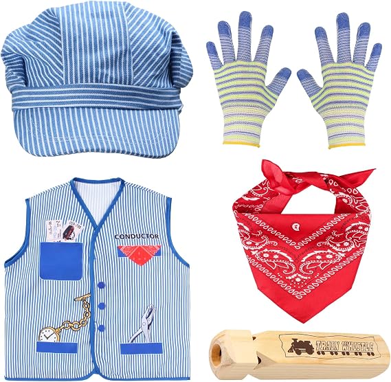 Kyson Kids Train Conductor Costume Set-Train Engineer Dress Up Kit for Train Theme Party Halloween Dress Up Career Day