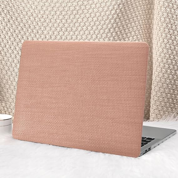 Seorsok Compatible with MacBook Pro 13 inch Case M2 2023,2022,2021-2016 A2338 M1 A2251 A2289 A2159 A1989 A1708 A1706,Woven Leather Plastic Hard Shell Case&Keyboard Cover,Reddish,No Cutout Design